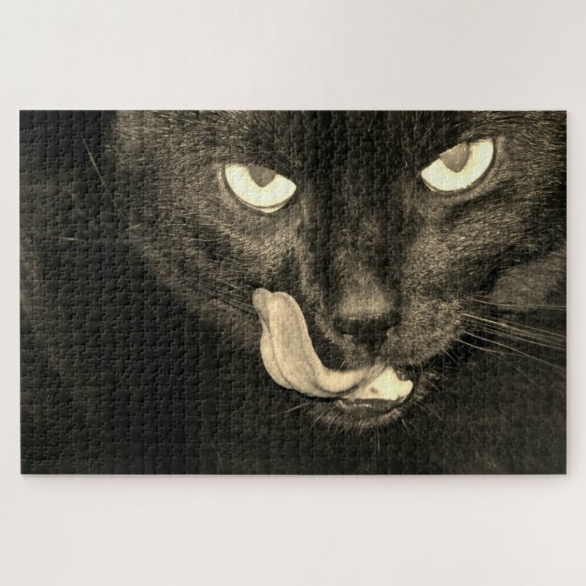 Schwarze Katze Puzzle (Horizontal)