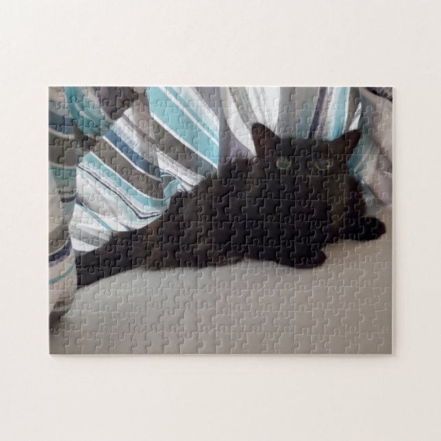 Schwarze Katze Puzzle (Horizontal)