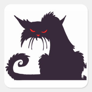 Schwarze Katze Quadratischer Aufkleber