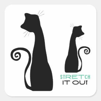 Schwarze Katze Quadratischer Aufkleber