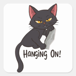 Schwarze Katze Quadratischer Aufkleber