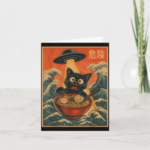 Schwarze Katze Ramen Alien Ufo Lustig Japanisch Ka Karte