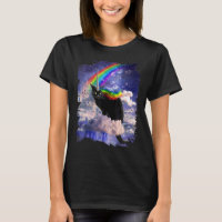 Schwarze Katze Regenbogen Einhorn Caticorn In Wolk