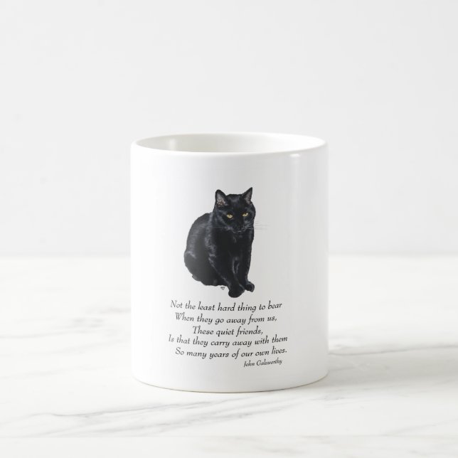 Schwarze Katze Regenbogenbrücke Kaffeetasse (Mittel)
