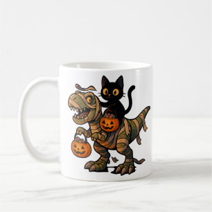 Schwarze Katze reitet auf Mumien-T-Rex – Süßer Hal Kaffeetasse