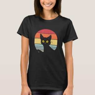 Schwarze Katze Retro Kätzchen Halloween Katzen T-Shirt