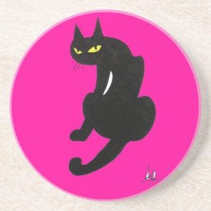 SCHWARZE KATZE, rosa Fuchsie Getränkeuntersetzer