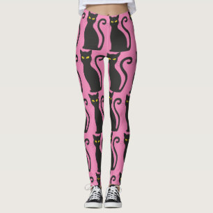 SCHWARZE KATZE ROSA YOGA-HOSEN LEGGINGS