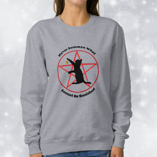 Schwarze Katze Rotes Pentagram im Kreis beschwören Sweatshirt