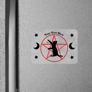 Schwarze Katze rotes Pentagramm schwarze Monde Ste Magnet