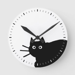 Schwarze Katze Runde Wanduhr