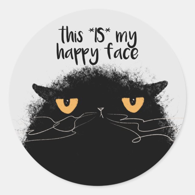 Schwarze Katze Runder Aufkleber (Vorderseite)