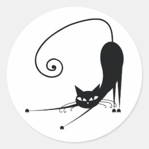 Schwarze Katze Runder Aufkleber