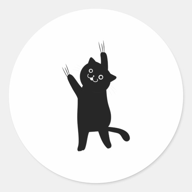 Schwarze Katze Runder Aufkleber (Vorderseite)