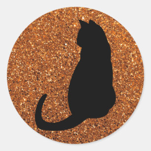 Schwarze Katze Runder Aufkleber