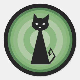 Schwarze Katze Runder Aufkleber