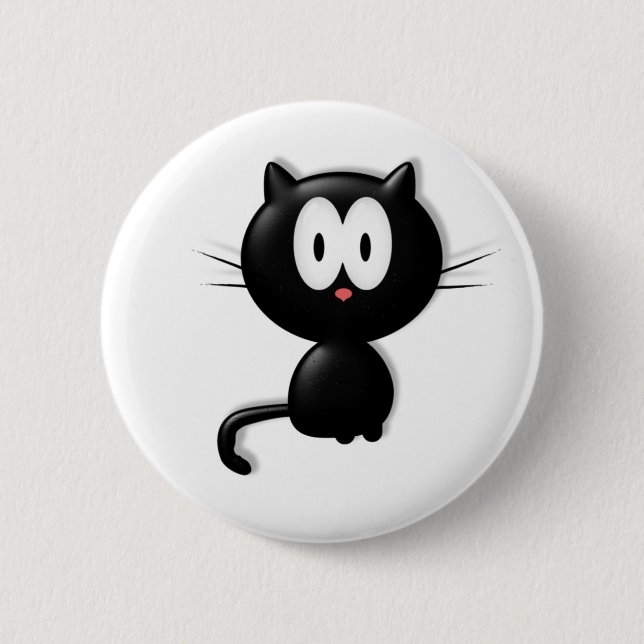 Schwarze Katze Scardy Katzen-Halloween-Geschenk Button (Vorderseite)
