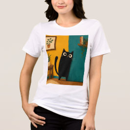 Schwarze Katze schaut um die Ecke, süß und verspie Tri-Blend Shirt