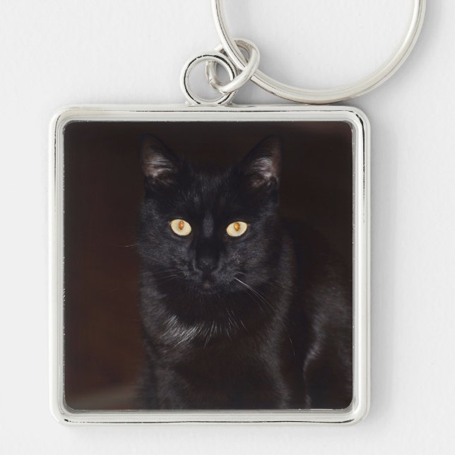 Schwarze Katze Schlüsselanhänger (Vorne)