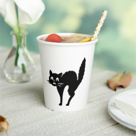 Schwarze Katze, schwarz und weiß, niedliches Party Pappbecher