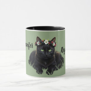 Schwarze Katze / Schwarze Brombeer-Blütenkrone Per Tasse