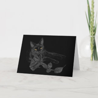 Schwarze Katze, Schwarze Rose Grußkarte Karte