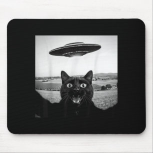 Schwarze Katze Selfie Ufo Alien Lustige Geschenke  Mousepad