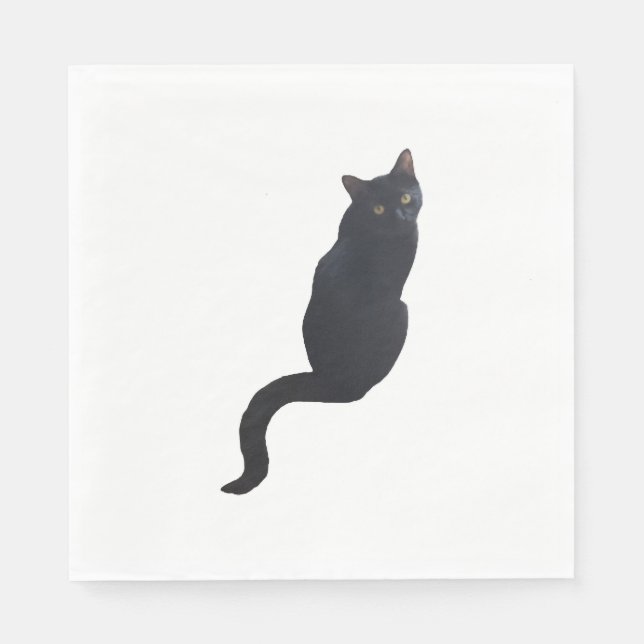 Schwarze Katze Serviette (Vorderseite)