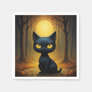 Schwarze Katze Serviette