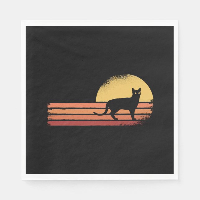 Schwarze Katze Serviette (Vorderseite)