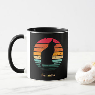 Schwarze Katze Silhouette auf Regenbogen Tasse