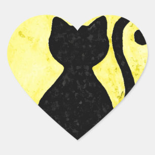 Schwarze Katze Silhouette-Aufkleber Herz-Aufkleber