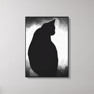 Schwarze Katze Silhouette Canvas Print 15x21 anpas Leinwanddruck