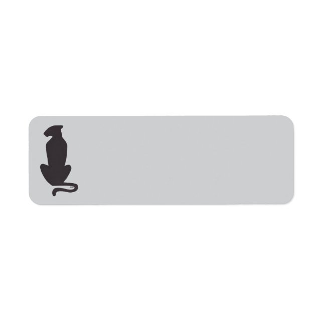 Schwarze Katze Silhouette graue Rücksende-Adresset (Vorne)