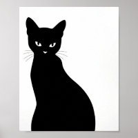 Schwarze Katze Silhouette Wandkunst Poster