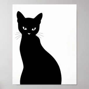 Schwarze Katze Silhouette Wandkunst Poster