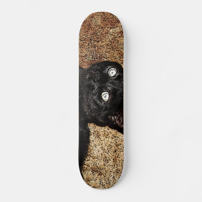 schwarze Katze Skateboard (Vorderseite)