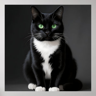 Schwarze Katze Smaragd Augen Poster