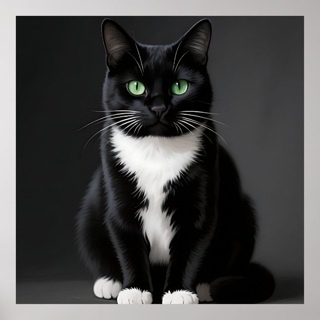 Schwarze Katze Smaragd Augen Poster (Vorne)