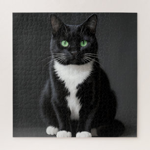 Schwarze Katze Smaragd Augen Puzzle