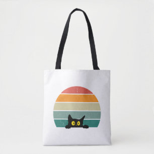 Schwarze Katze späht Sonnenuntergang Vintage 4