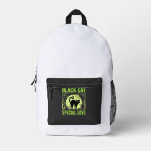 Schwarze Katze Spezielle Liebe Halloween Grafik Bedruckter Rucksack