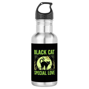 Schwarze Katze spezielle Liebe Halloween-Grafik Edelstahlflasche