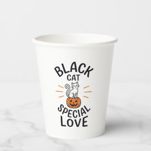 Schwarze Katze spezielle Liebe Halloween-Katze Vek Pappbecher