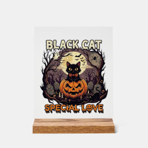 Schwarze Katze Spezielle Liebe Halloween Kürbis Vo Acrylschild