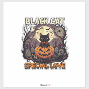 Schwarze Katze Spezielle Liebe Halloween Kürbis Vo Aufkleber