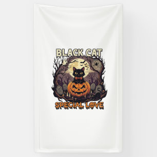 Schwarze Katze Spezielle Liebe Halloween Kürbis Vo Banner