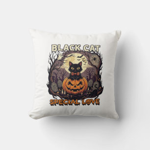Schwarze Katze Spezielle Liebe Halloween Kürbis Vo Kissen
