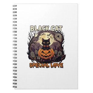 Schwarze Katze Spezielle Liebe Halloween Kürbis Vo Notizblock
