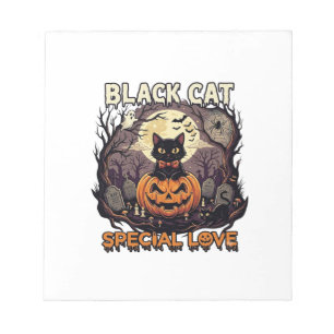 Schwarze Katze Spezielle Liebe Halloween Kürbis Vo Notizblock